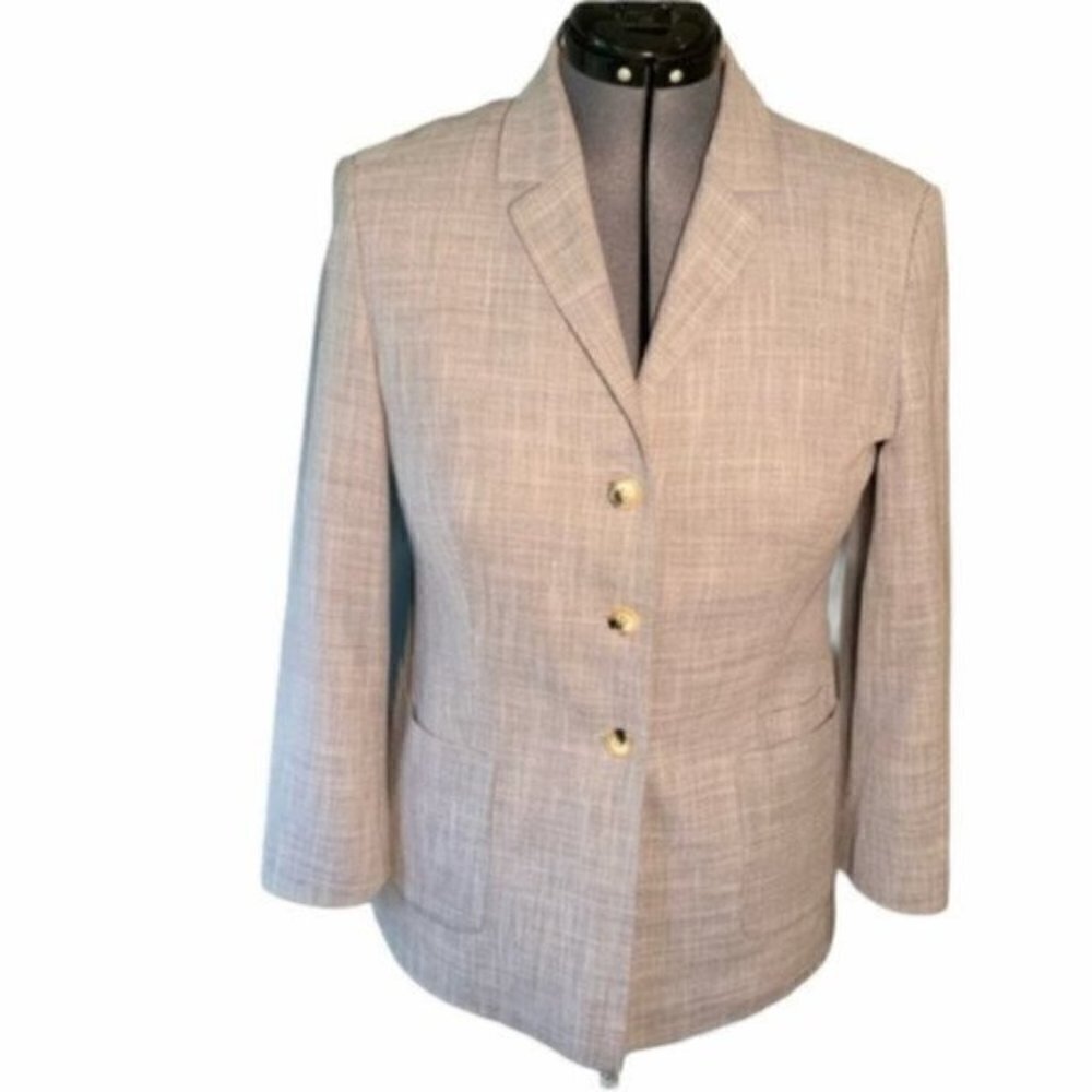 Bogner Blazer Suit Jacket Light Gray Purple Pocket